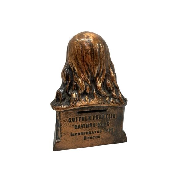 Vintage Benjamin Franklin Metal Still Bank Suffolk Franklin Savings Bank Boston - Picture 3 of 6